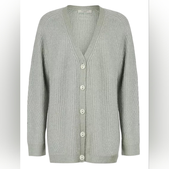 ALLSAINTS LEANNE CROPPED SWEATER AND CARDIGAN IN LIGHT GREEN - Picture 5 of 9